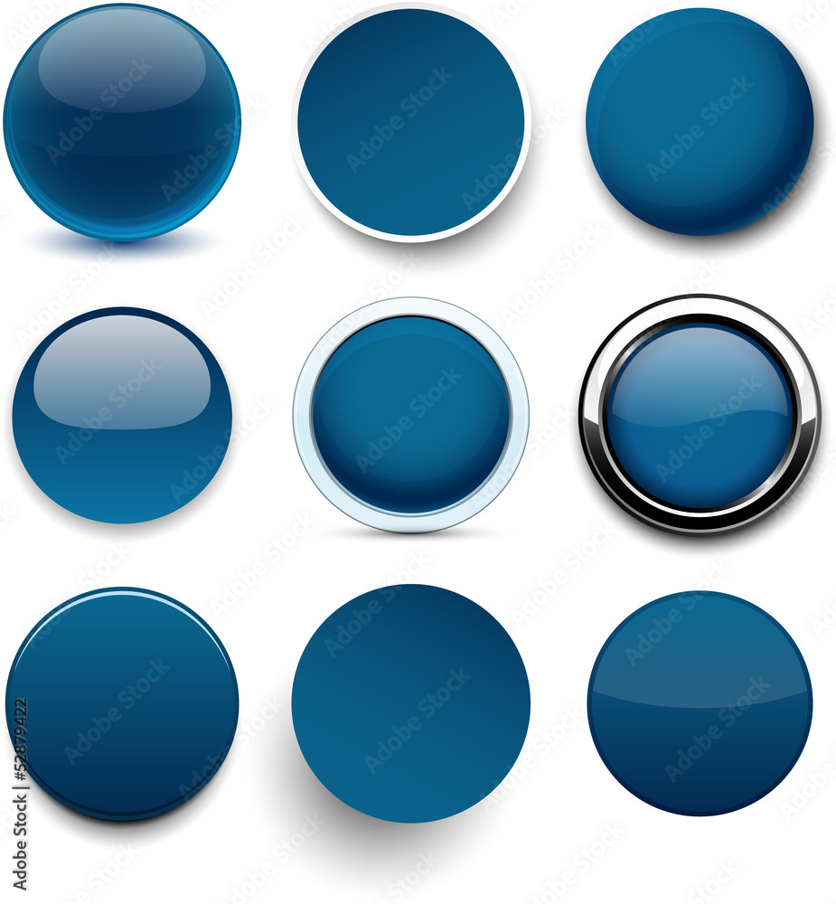 Round dark blue icons.