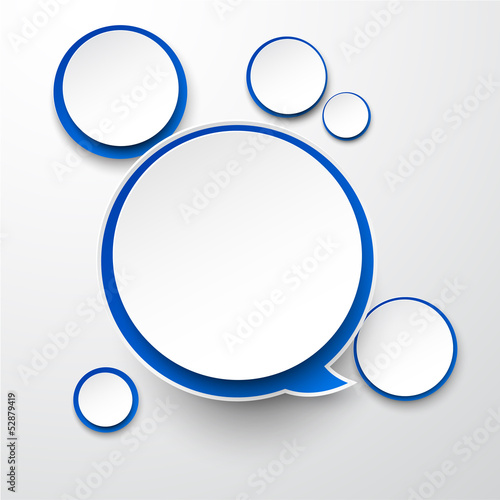 Paper white-blue round speech bubbles.