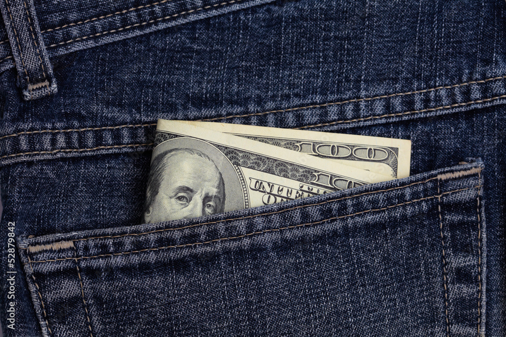 dollars in a jeans pocket dollars in a jeans pocket