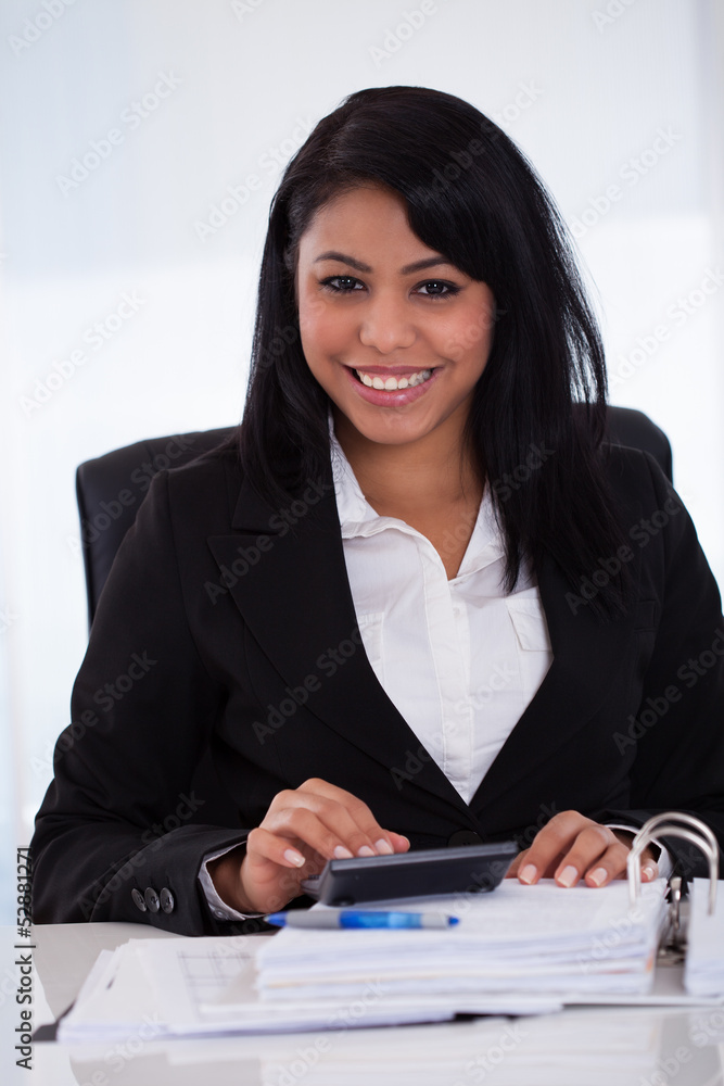 Businesswoman Doing Calculations Businesswoman Doing Calculations
