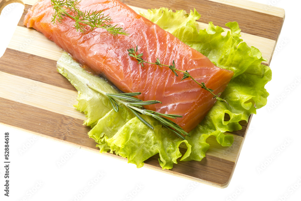 Salmon fillet garnished