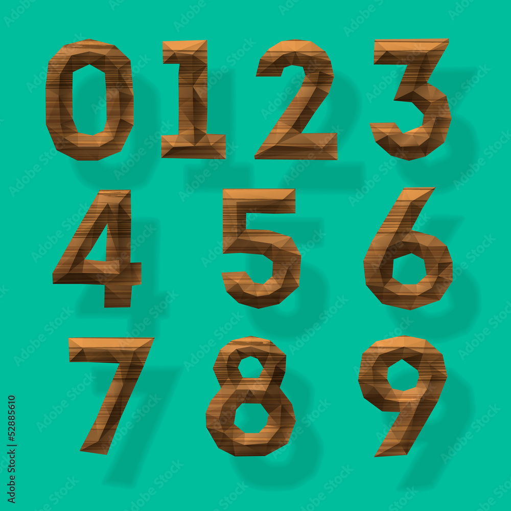 Wooden polygonal numbers, vector Eps10 illustration. Wooden polygonal numbers, vector Eps10 illustration.