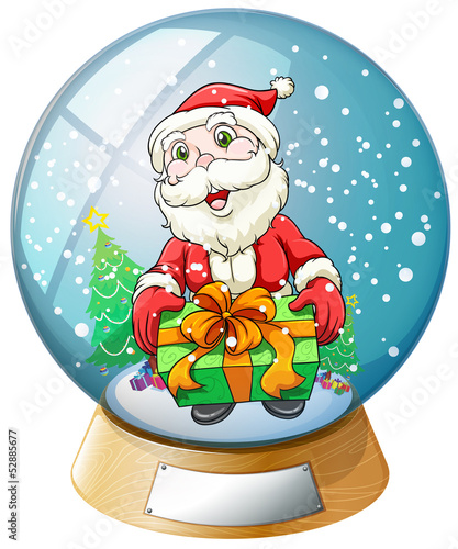 A crystal ball with Santa Claus inside