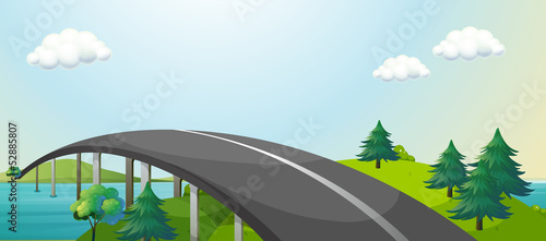 A curve road connecting two mountains
