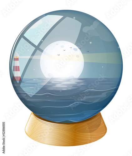 A sea with a fullmoon inside the dome