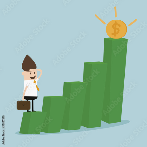 businessman look to money on chart