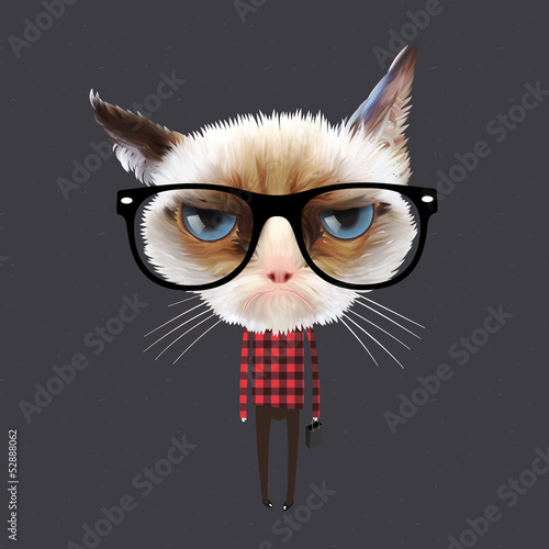 Funny cartoon cat, vector Eps10 illustration.