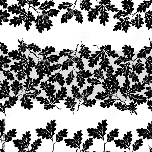 Seamless, oak branches silhouettes