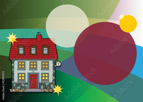 Abstract background with house, vector illustration
