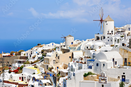 Oia white houses and windmills