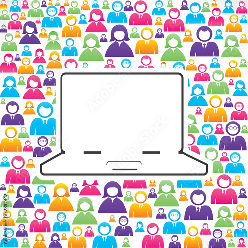 laptop with in group of people stock vector