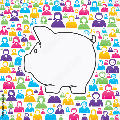 piggy bank with in group of people stock vector
