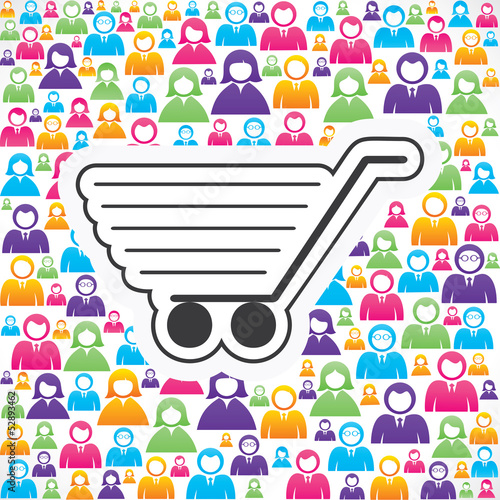 shopping cart icon with in group of people stock vector