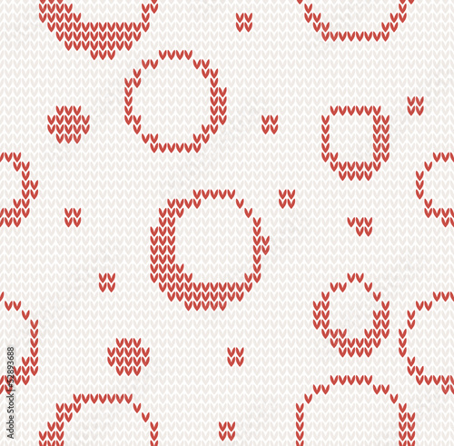 knitted seamless christmas pattern with red circles