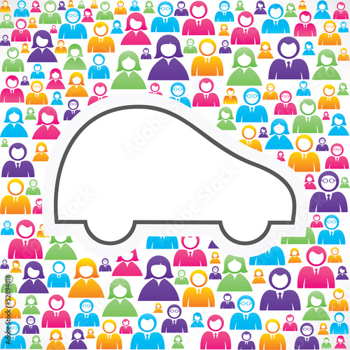 Car icon with in group of people stock vector