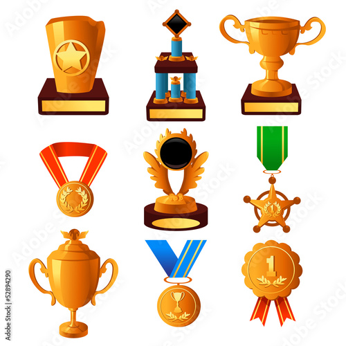 Gold medal and trophy icons