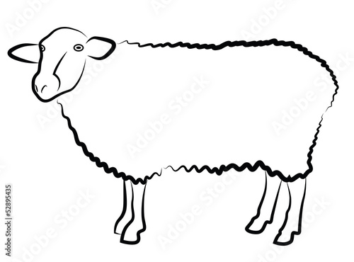Sheep silhouette isolated on white