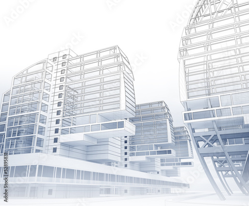 Sketch of the business center. From drawing to implementation.