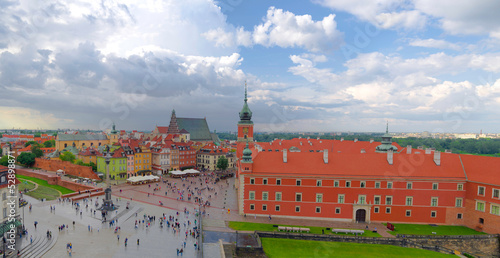 Panorama of Castle Square in Warsaw, Poland