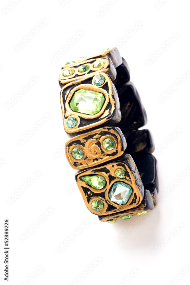 Green Stone Bracelet on White Green Stone Bracelet on White