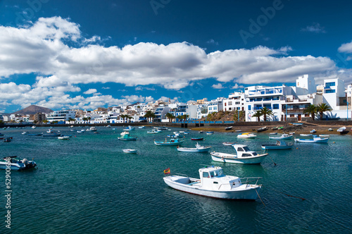 Fisher boats at the laguna Charco de San Gines, Arrecife photo