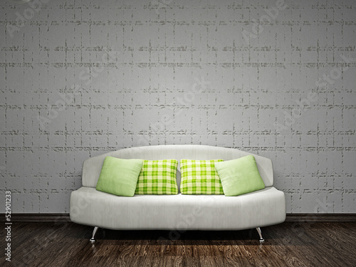 White sofa near the wall