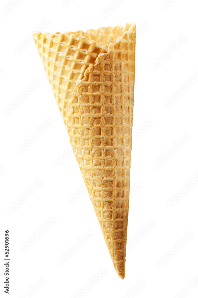 wafer cone for ice cream close-up isolated on white background wafer cone for ice cream close-up isolated on white background