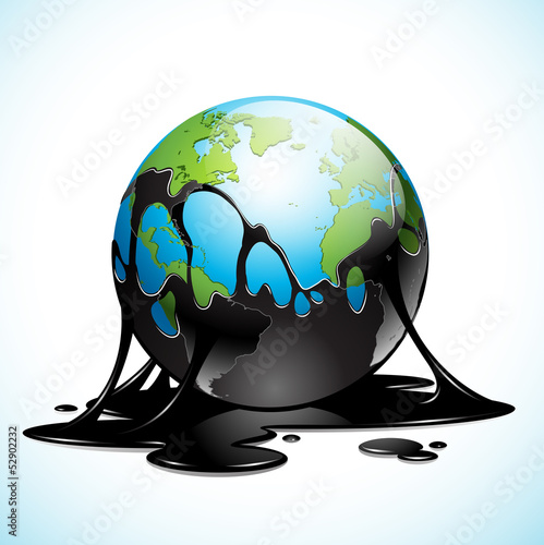 Vector illustration of Earth covered with dark Oil