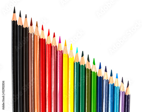 Colour pencils isolated on white background