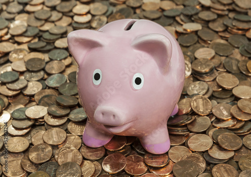 Vintage Piggy Bank on Penny Pile