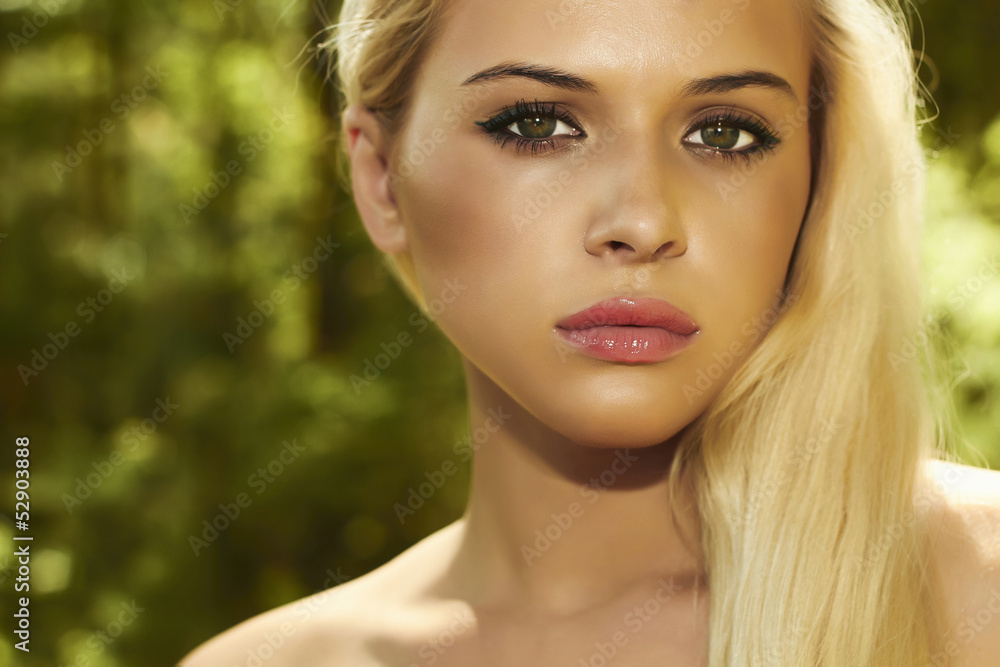 Beautiful blond woman in forest Beautiful blond woman in forest
