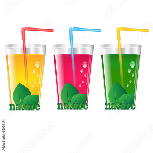 glasses of juice on a white background