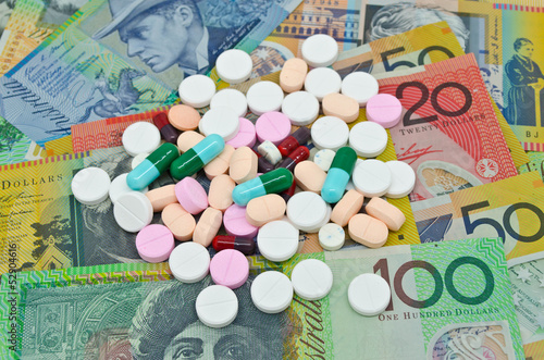 drugs on money background