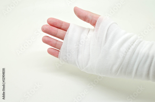 hand tied with elastic bandage