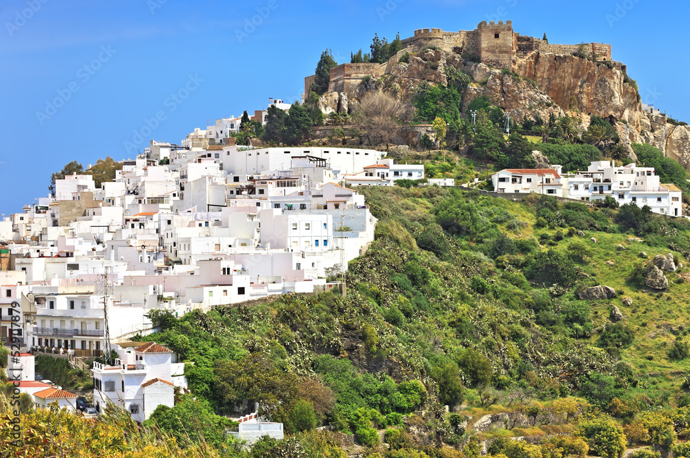 The castle and white houses in Salobrena The castle and white houses in Salobrena