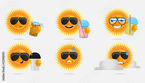 Sun faces Set with drinks