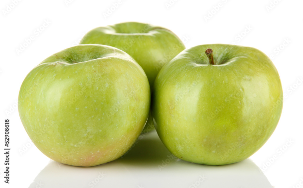 Juicy green apples, isolated on white Juicy green apples, isolated on white