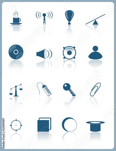 web pictograms icons with reflection