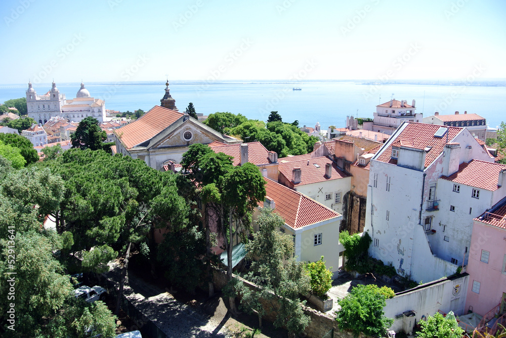 Panoramic view on Tejo river, Lisbon, Portugal