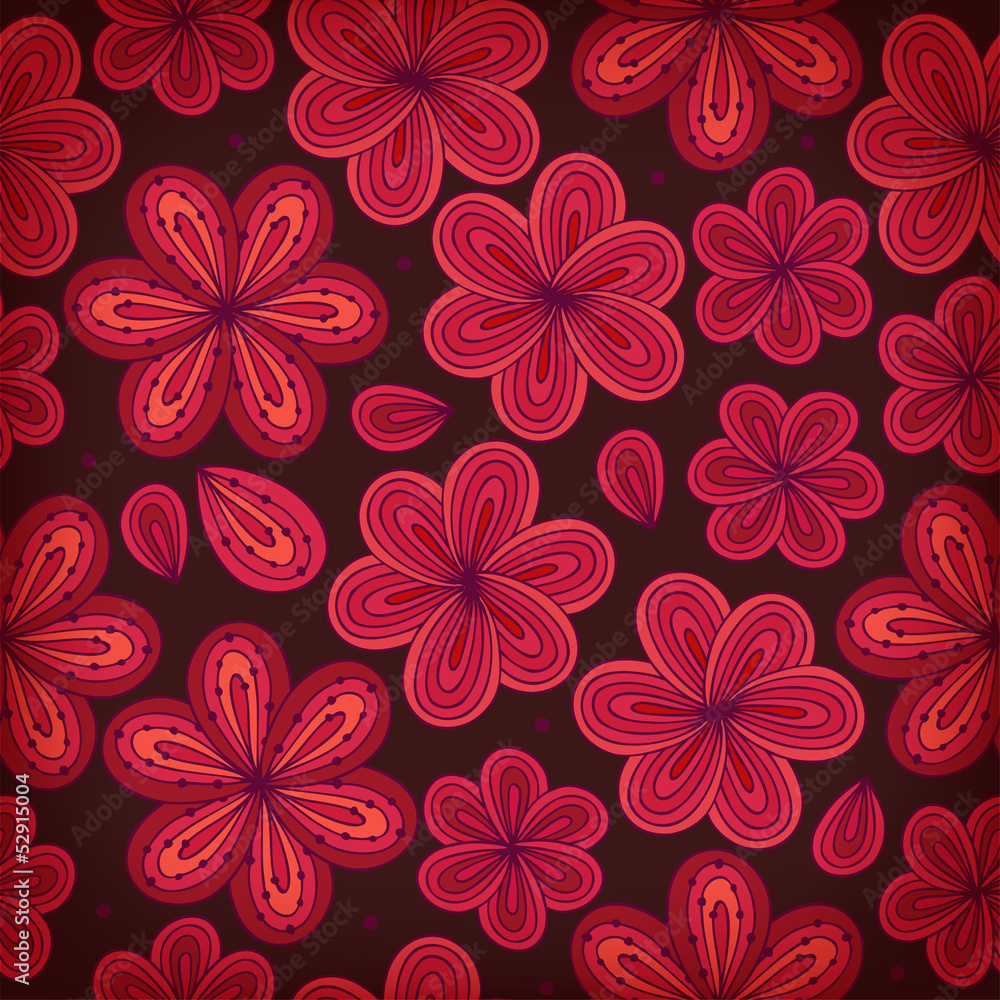 Floral ornamental seamless pattern