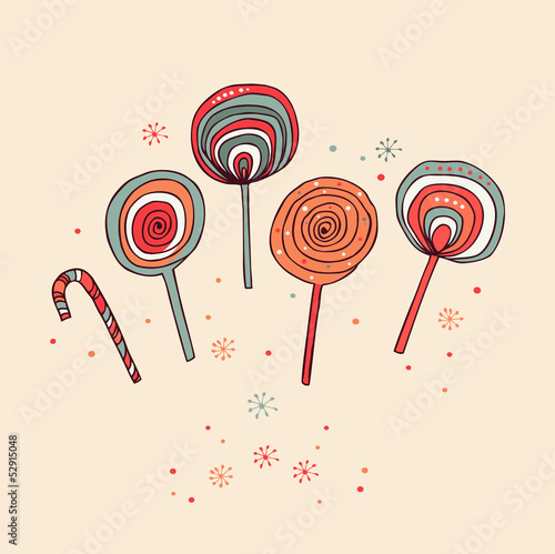 Lollipops. Sugarplums.Different fruit drops