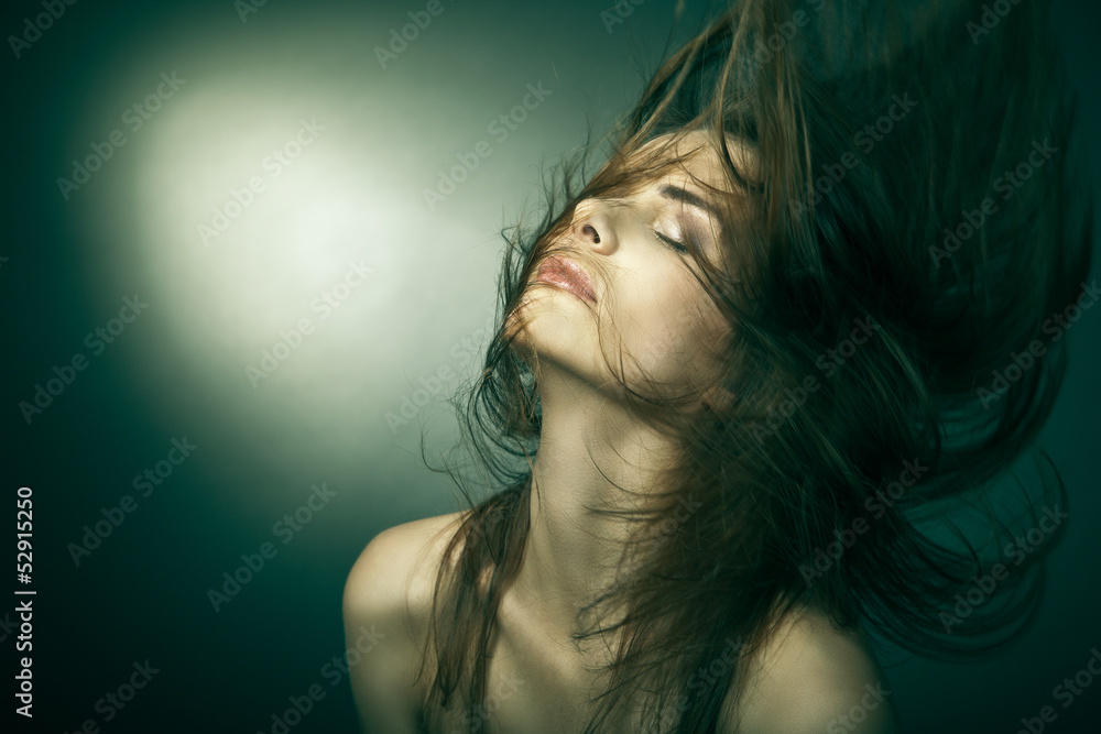 Sensual woman with beautiful long brown hairs Sensual woman with beautiful long brown hairs