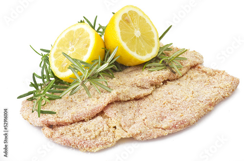 schnitzel of veal close up on the white