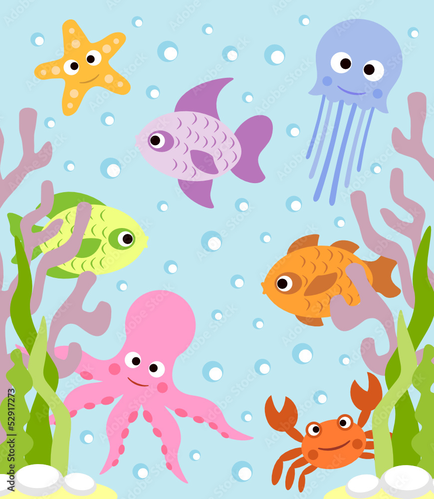 Seamless background card with fish Seamless background card with fish