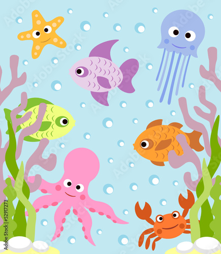 Seamless background card with fish