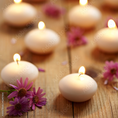 Candles and flowers. Spa