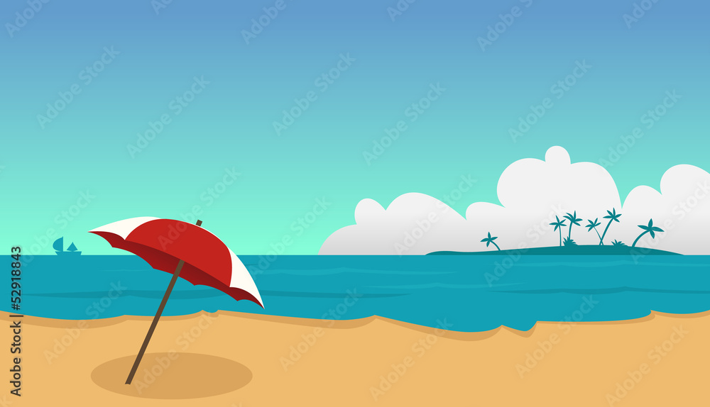 Beach and umbrella