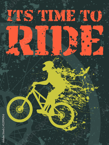 Vector illustration of a biker with ink stains