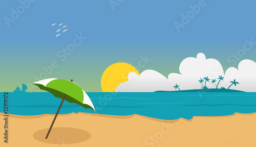 Beach and umbrella