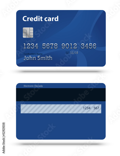 Blue creadit card. Two sides.